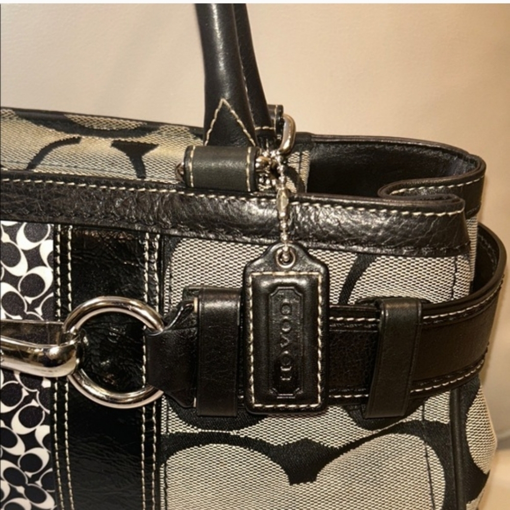 Coach Hamilton Signature Stripe Medium Carryall Signature Satchel - Picture 2 of 15
